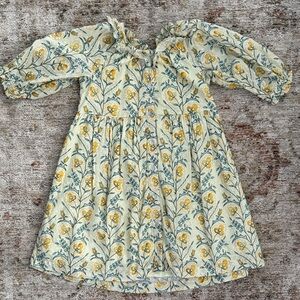 Charming Floral Kids Dress in Yellow and Cream